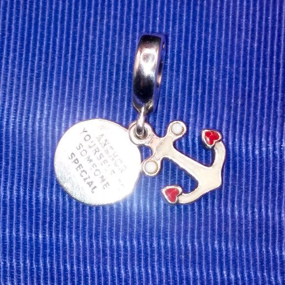 Pandora ALE 925 SS Double Dangle Charm Anchor Yourself to Someone Special - Picture 1 of 9